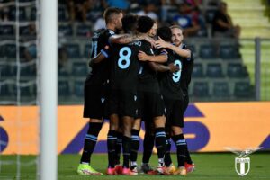 Esultanza Lazio dopo il gol contro l'Empoli