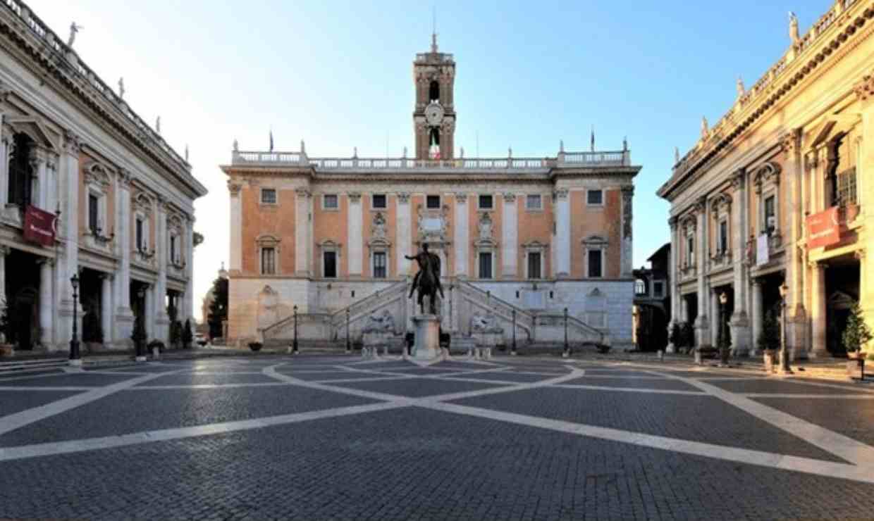 Fotografia Piazza del Campidoglio Roma frontale