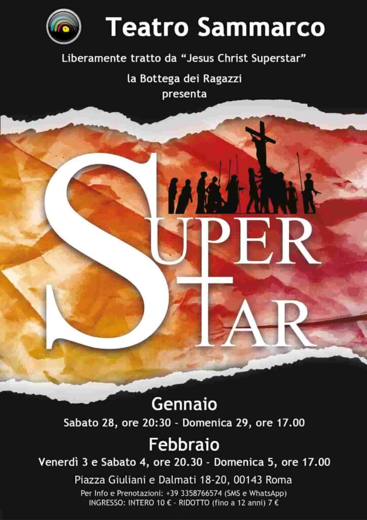 Locandina dello spettacolo “Superstar” al Teatro Sammarco
