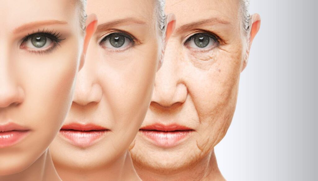 Tre volti di donna che invecchia