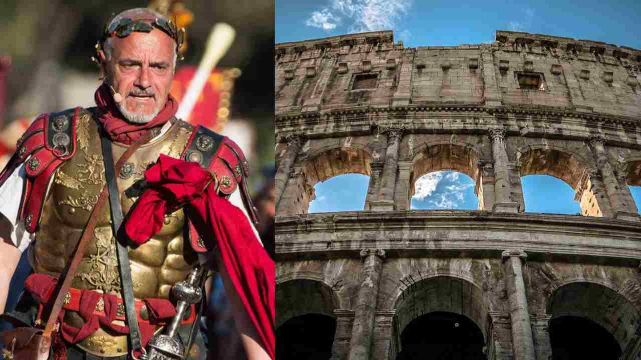 Un collage con una foto di Andrea Buccolini e il Colosseo