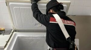 Ristorante Centocelle, carabiniere ispeziona frigorifero