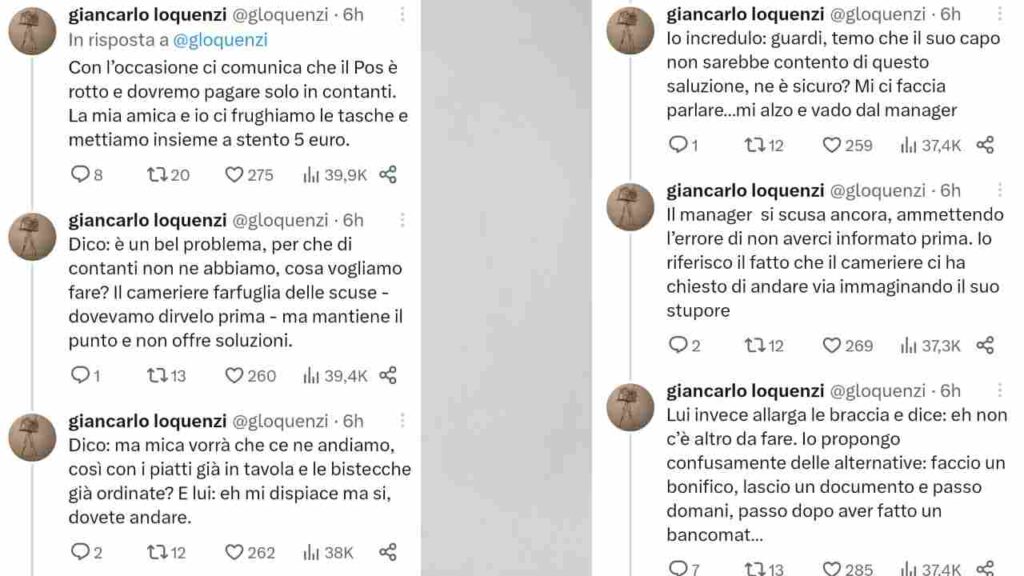 I tweet postati dal conduttore Giancarlo Loquenzi