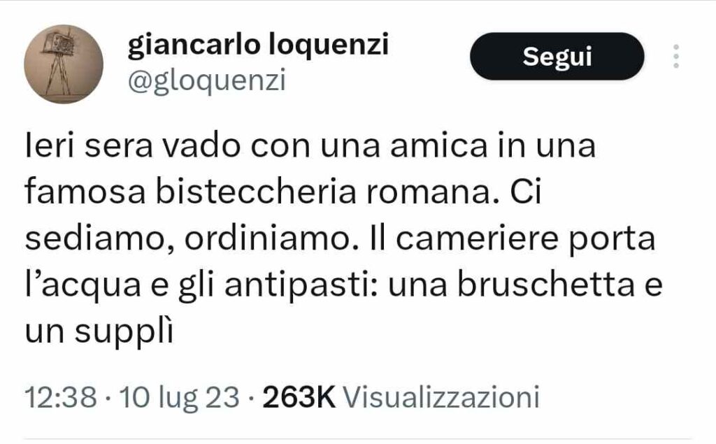 Il Tweet di Giancarlo Loquenzi