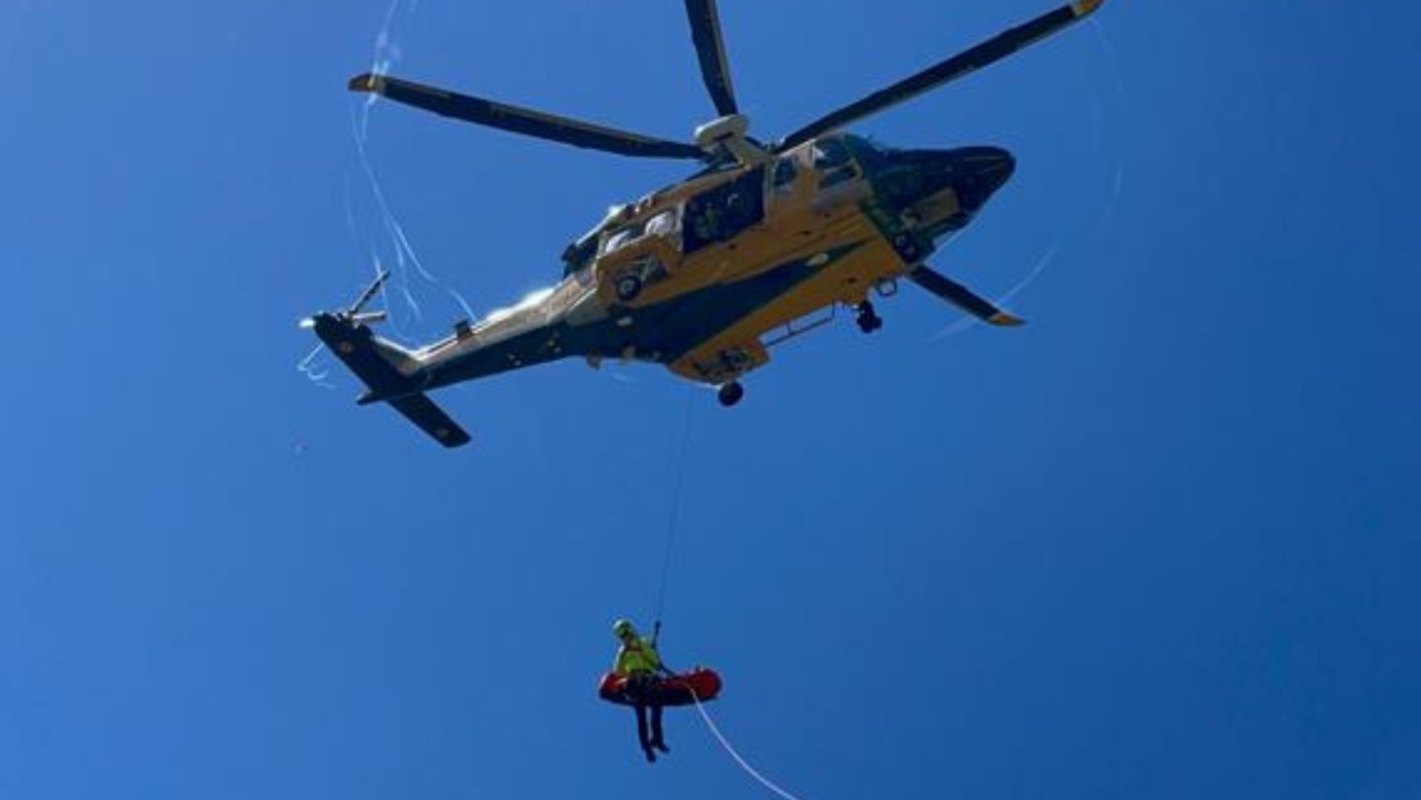 Elicottero della Guardia di Finanza, recupero della salma dell'escursionista sul Terminillo