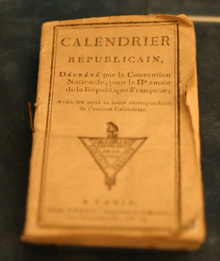 Copia del Calendario Repubblicano Francese al Museo Storico di Losanna, Svizzera