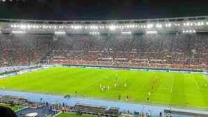 Stadio Olimpico in occasione della partita di calcio tra Roma e Slavia Praga