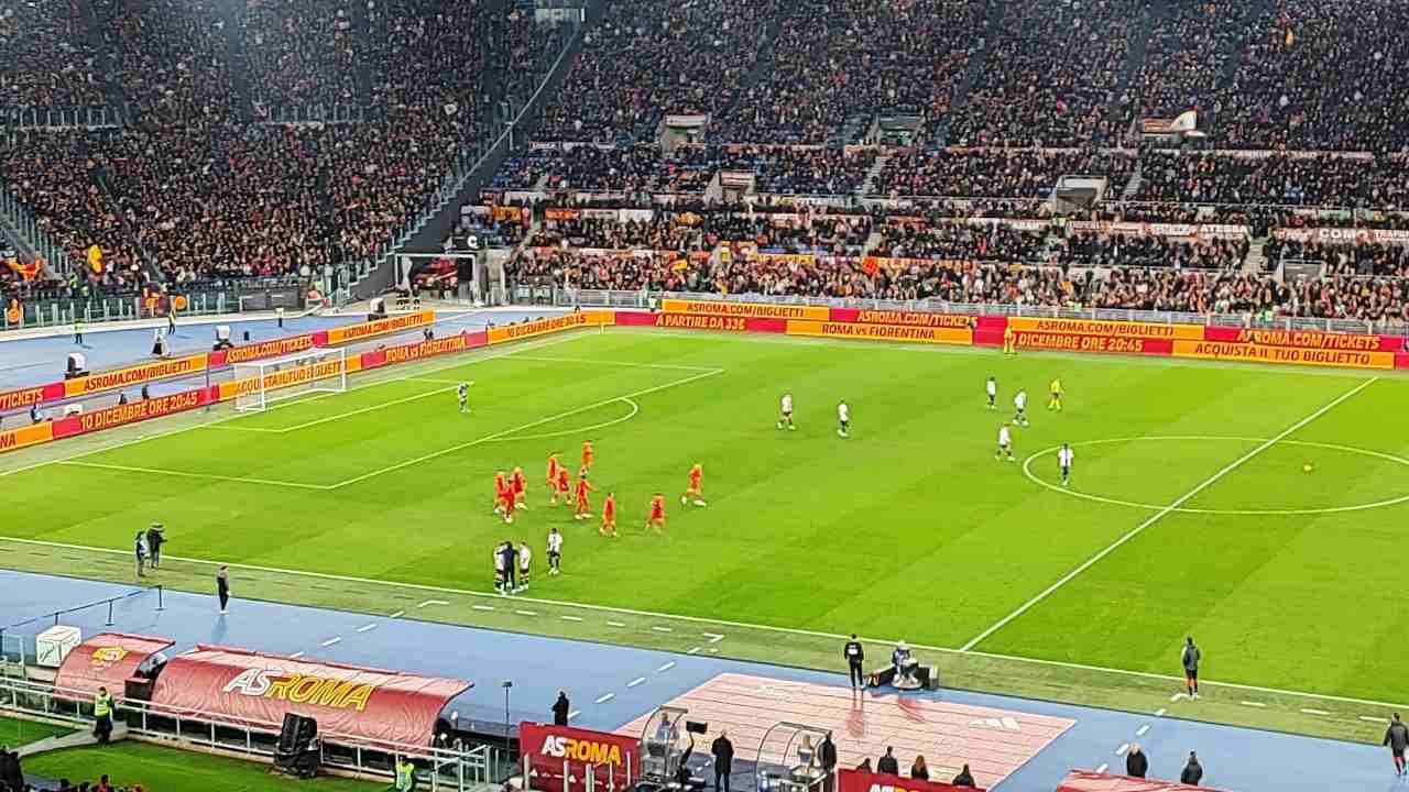 Roma-Udinese: Stadio Olimpico dopo il gol di Mancini