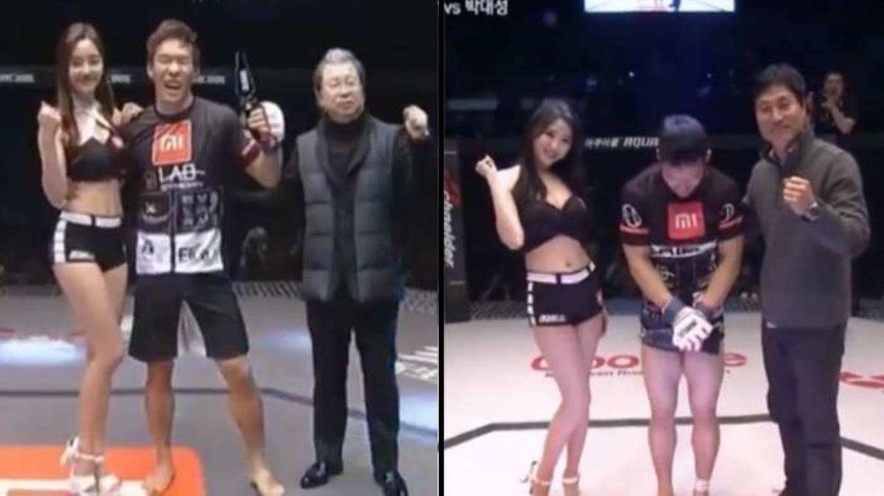 Il campione di lotta sudcoreano Park Dae Sung con la valletta