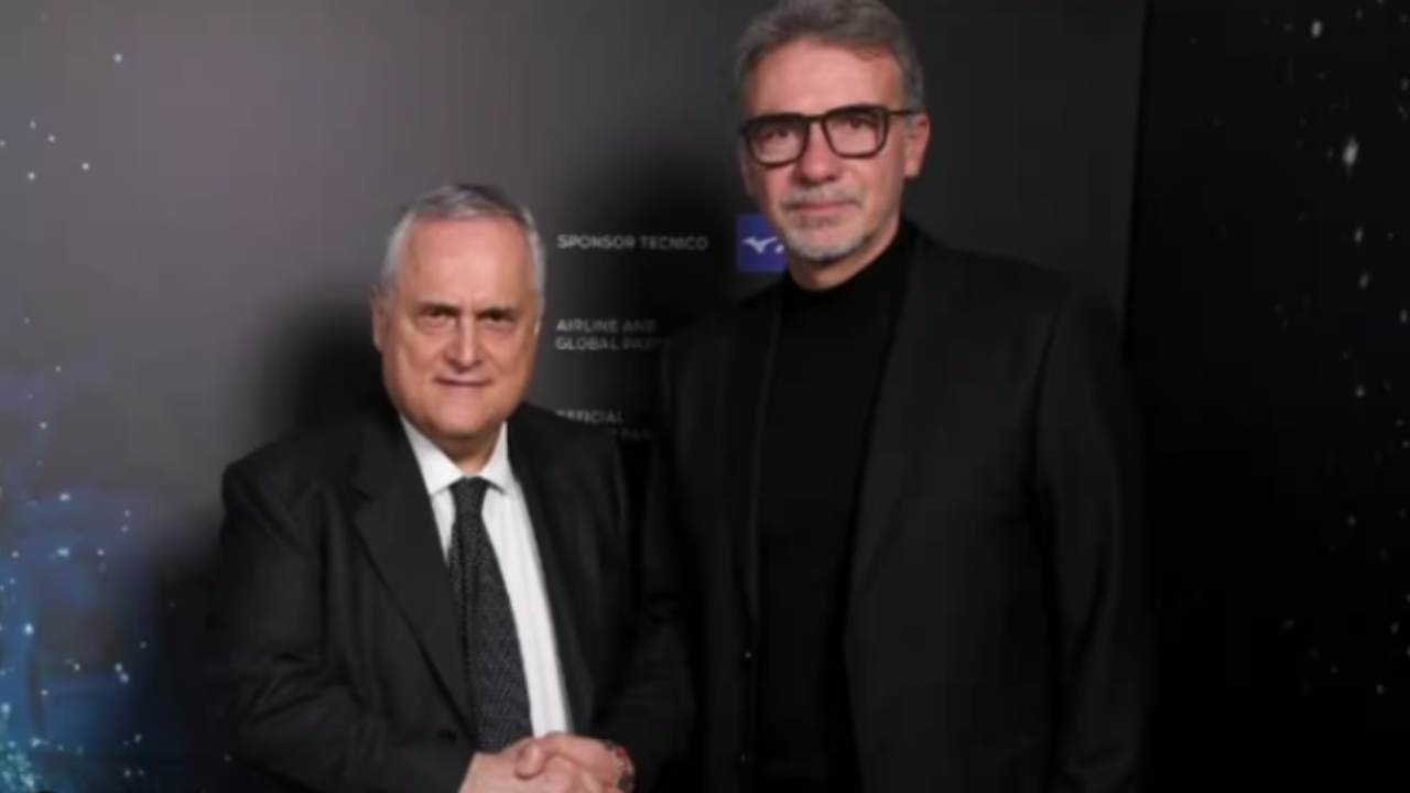 Claudio Lotito e Marco Baroni, rispettivamente Presidente e attuale allenatore della Lazio