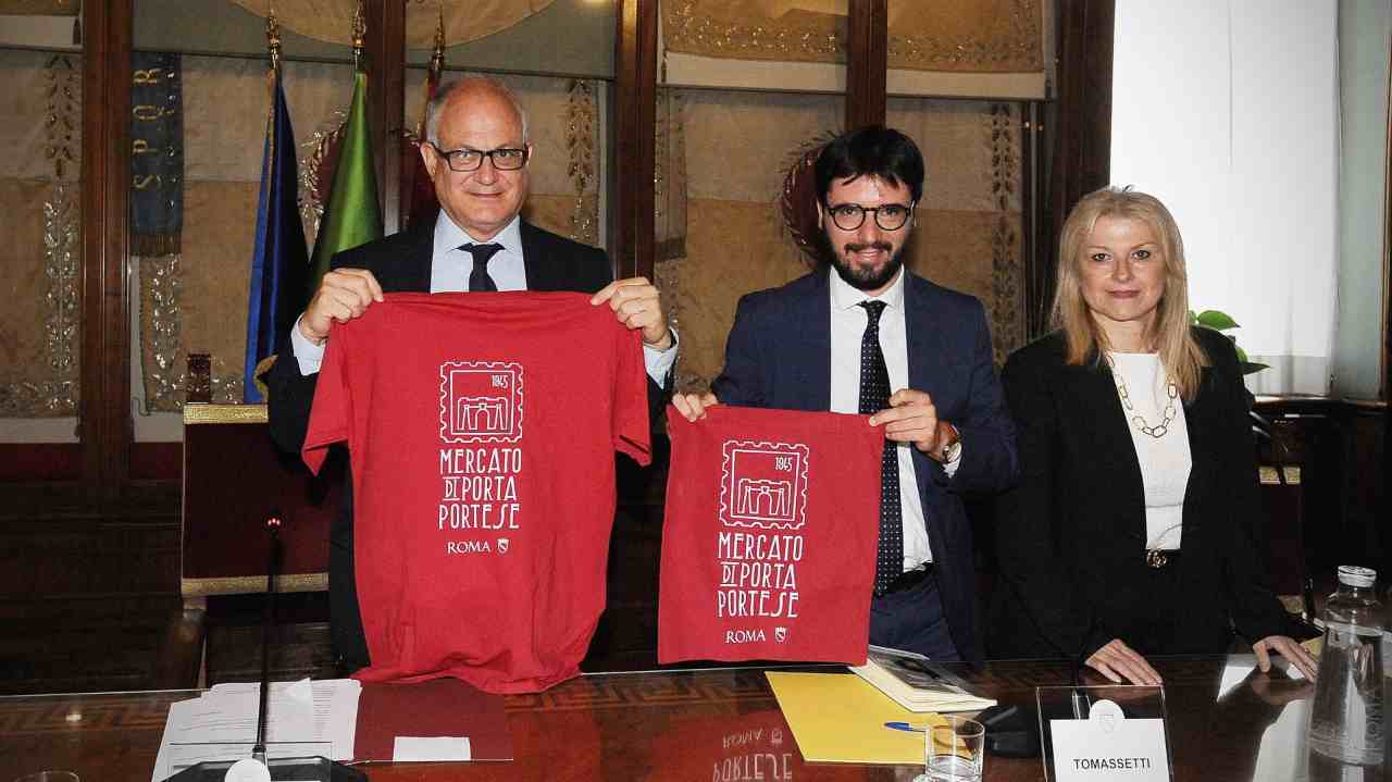 Presentazione Nuovo Mercato Porta Portese, sindaco con Presidente Municipio XII Tomassetti