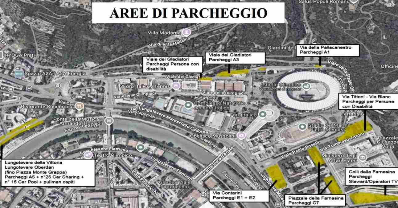 Questura, aree parcheggio Olimpico