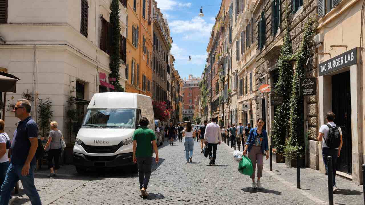 Roma, furgone in centro storico