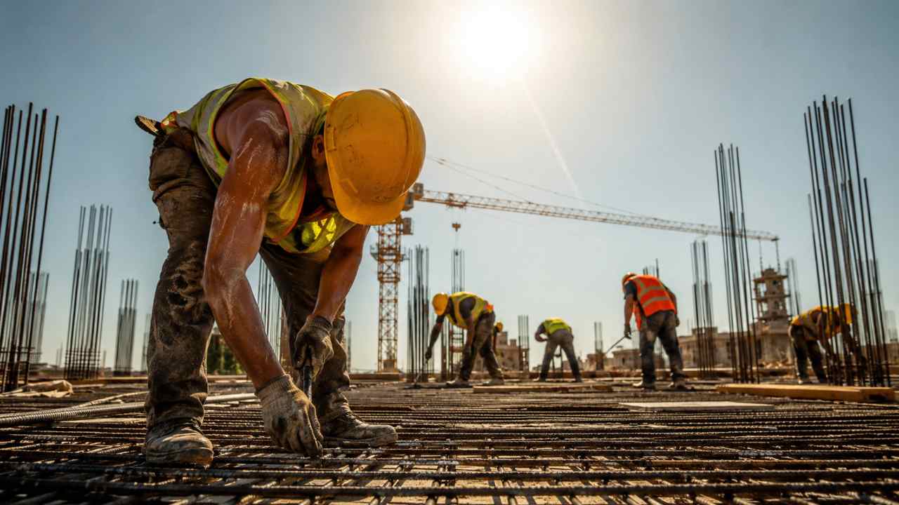 Operai al lavoro in condizioni di caldo estremo
