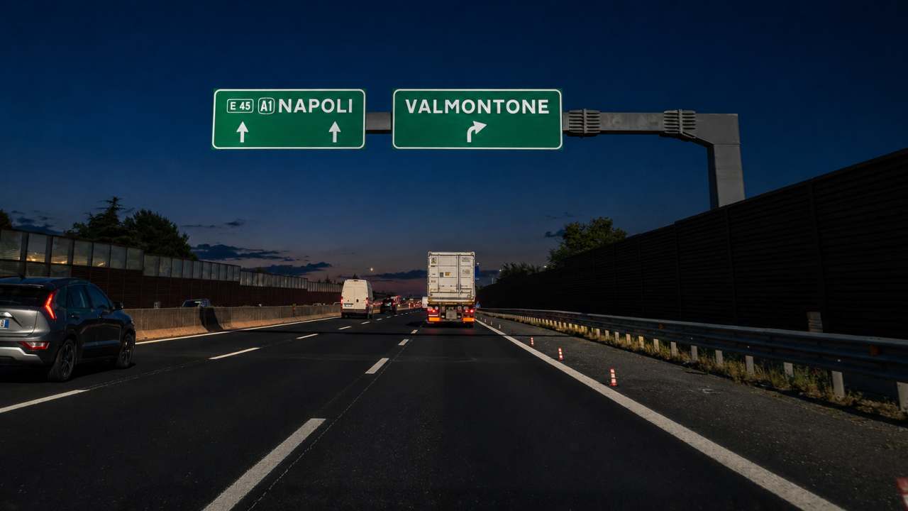 Casello Autostradale A1 Valmontone notte